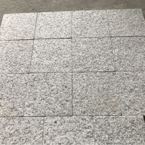 Flamed Square Silver Grey Granite Tiles Light Gray Cambodia Stone for Sale