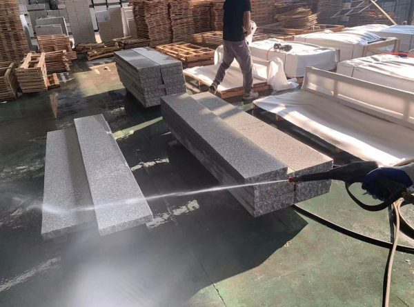 Water-jet Natural Split Silver Grey Granite G603 Granite White Grey Stair Step Stone